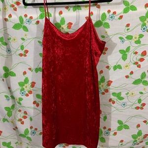 Red Crushed Velvet Slip Dress